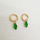 Square green zircon stainless steel earrings