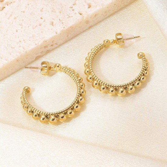 C-shaped semi-circular open stainless steel earrings