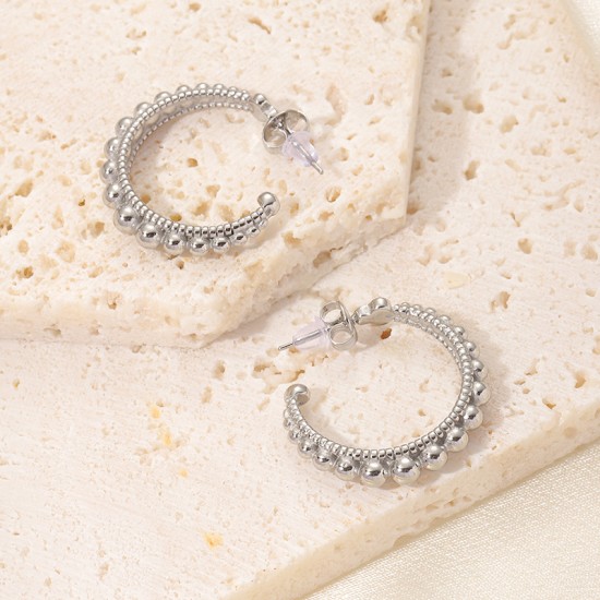 C-shaped semi-circular open stainless steel earrings