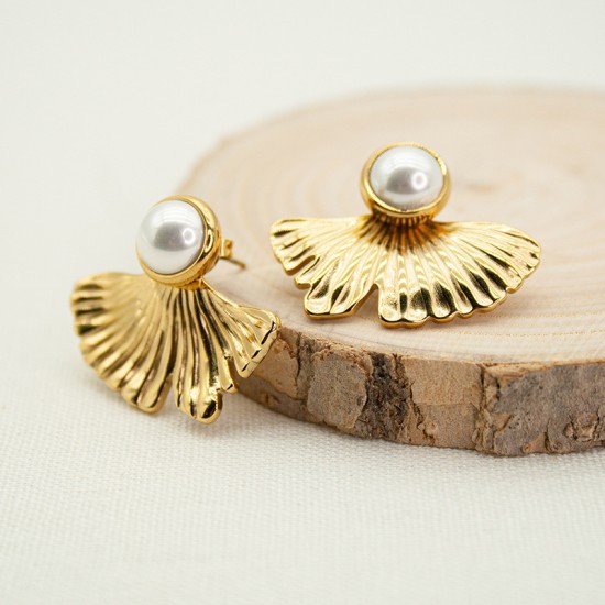 Ginkgo leaf stainless steel earrings