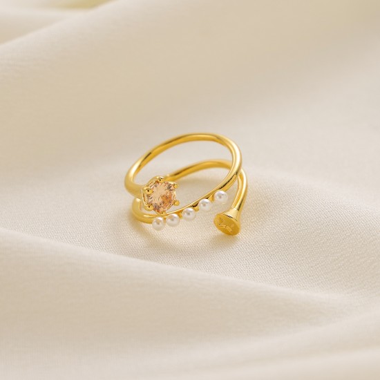 Zircon Pearl Ring Stainless Steel