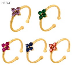 Crystal petal stainless steel ring