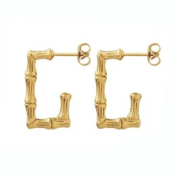 Bamboo C-shaped stainless steel earrings