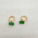 Square green zircon stainless steel earrings