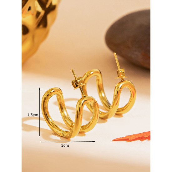 C-shaped double-layer line earrings
