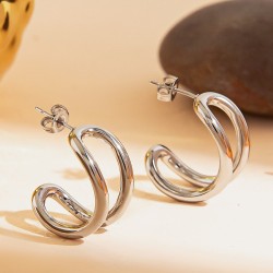 C-shaped double-layer line earrings