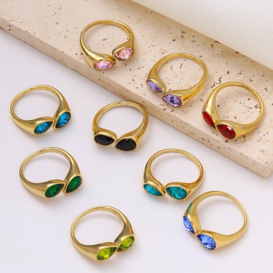 Colored Diamond Stainless Steel Ring