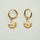 Fan shaped pearl stainless steel earrings