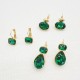 Elliptical Water Drop Emerald Stainless Steel Earrings