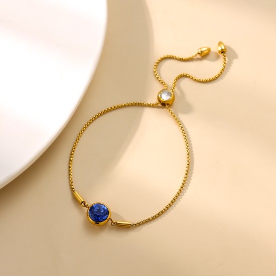 Colored zircon stainless steel bracelet