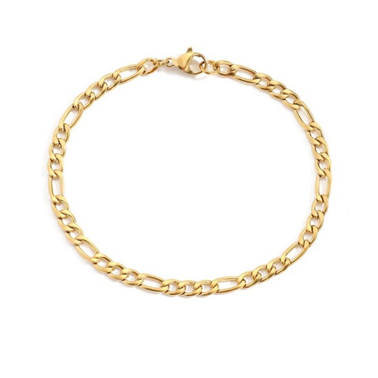Stainless steel Figaro chain bracelet