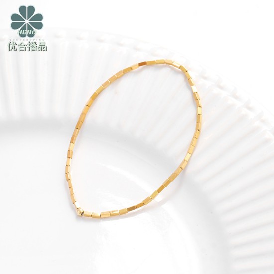 直播爆款转运珠钛钢真空电镀不掉色小方块串珠吊坠项链手链戒圈