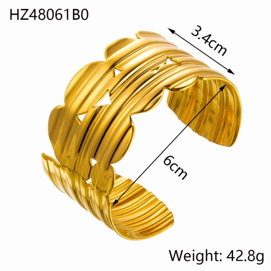 Stainless steel gold-plated open bracelet