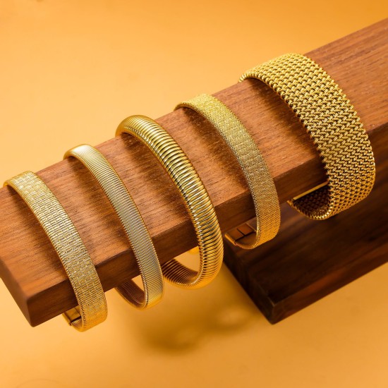 Stainless steel gold-plated open bracelet
