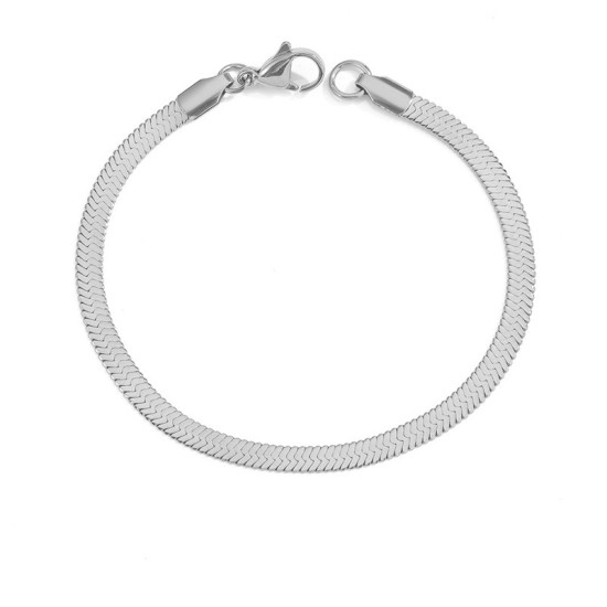 Flat snake chain stainless steel bracelet