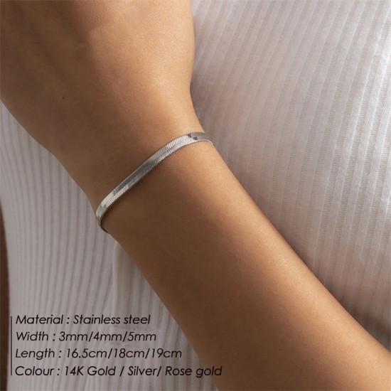 Flat snake chain stainless steel bracelet
