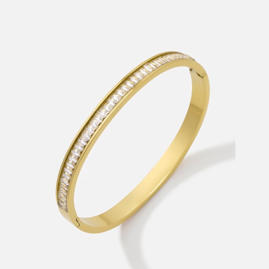 Diamond inlaid bracelet vacuum plated stainless steel