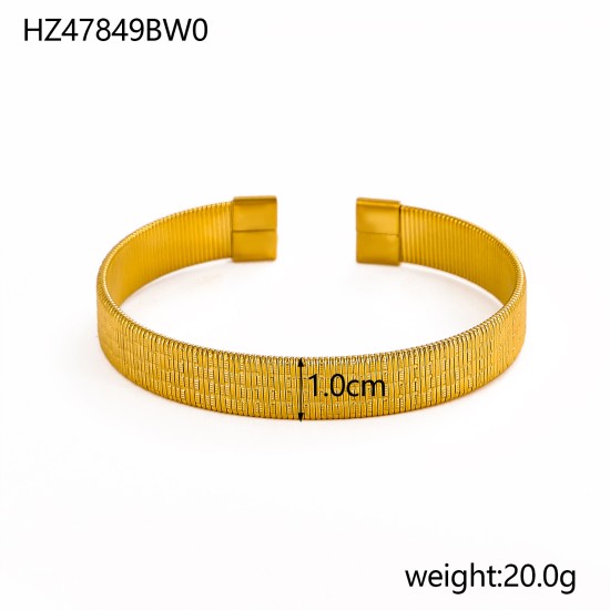 Stainless steel gold-plated open bracelet