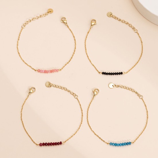 Natural Stone Colored Stainless Steel Bracelet