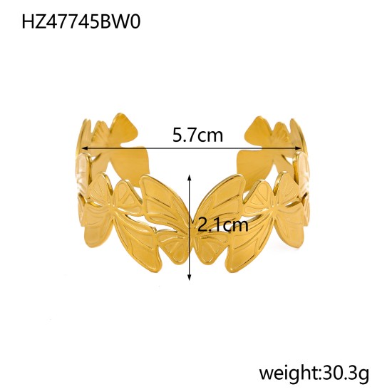 Wide flower bracelet made of stainless steel