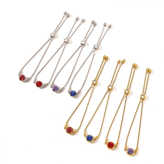 Colored zircon stainless steel bracelet