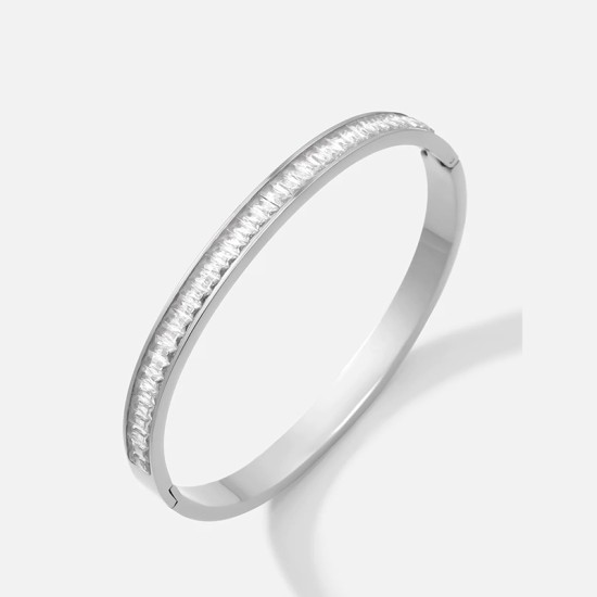 Diamond inlaid bracelet vacuum plated stainless steel