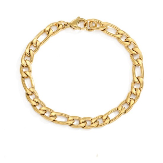 Stainless steel Figaro chain bracelet