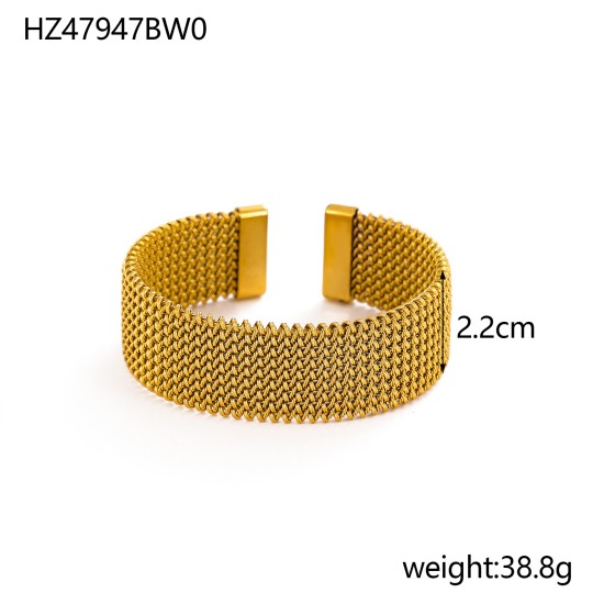 Stainless steel gold-plated open bracelet