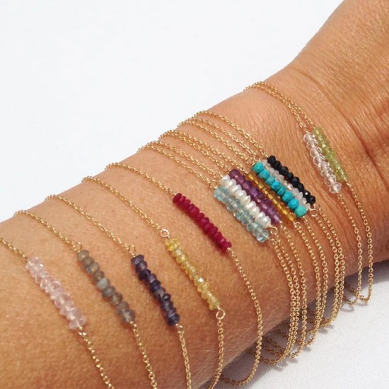 Natural Stone Colored Stainless Steel Bracelet