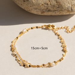 Pearl stainless steel double-layer bracelet