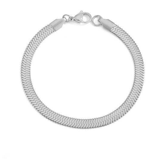 Flat snake chain stainless steel bracelet