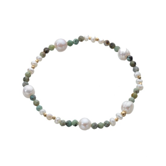 Natural stone pearl stainless steel bracelet