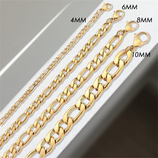 Stainless steel Figaro chain bracelet