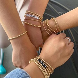 Elastic leather rope stainless steel bead bracelet