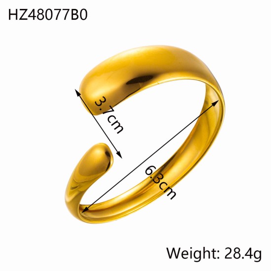 Stainless steel gold-plated open bracelet