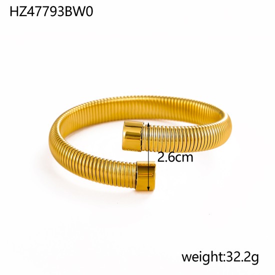 Stainless steel gold-plated open bracelet