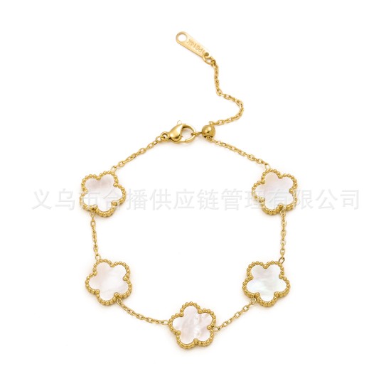 Five leaf flower Fritillaria stainless steel bracelet