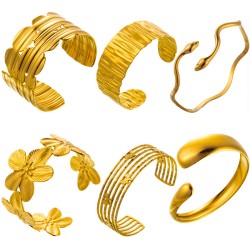 Stainless steel gold-plated open bracelet