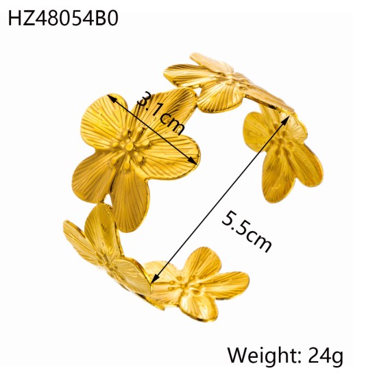 Stainless steel gold-plated open bracelet