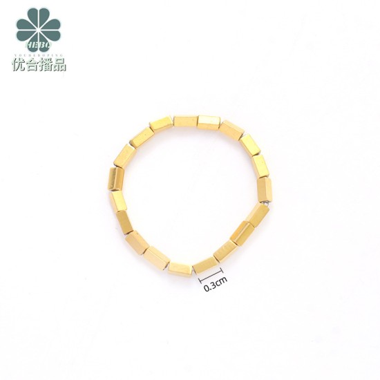 直播爆款转运珠钛钢真空电镀不掉色小方块串珠吊坠项链手链戒圈