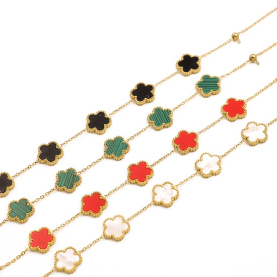 Five leaf flower Fritillaria stainless steel bracelet