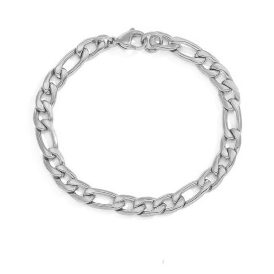 Stainless steel Figaro chain bracelet
