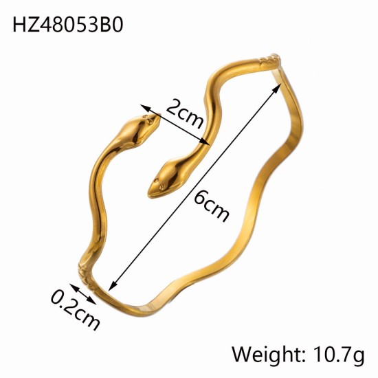 Stainless steel gold-plated open bracelet