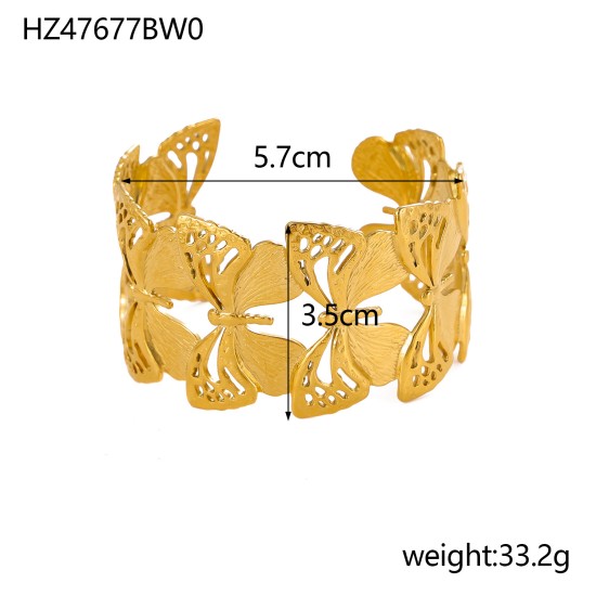 Wide flower bracelet made of stainless steel