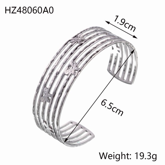 Stainless steel gold-plated open bracelet