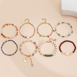 Natural stone pearl stainless steel bracelet