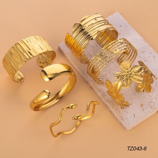 Stainless steel gold-plated open bracelet