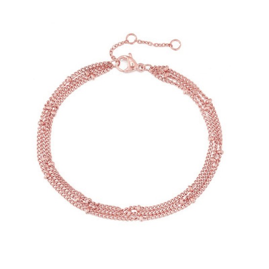 Stainless steel bracelet with laminated clip beads