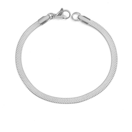 Flat snake chain stainless steel bracelet