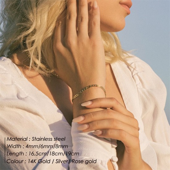 Stainless steel Figaro chain bracelet